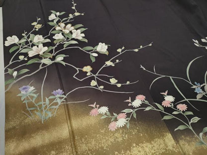 平和屋着物●訪問着　枝花文　暈し染め　金彩　正絹　逸品　CABC6625yc