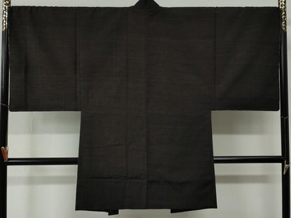 平和屋着物●男性　紬　アンサンブル　色無地　憲法茶色　正絹　逸品　未使用　CABC6627yc