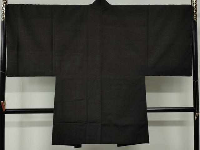 平和屋着物●男性　紬　アンサンブル　色無地　憲法茶色　正絹　逸品　未使用　CABC6627yc