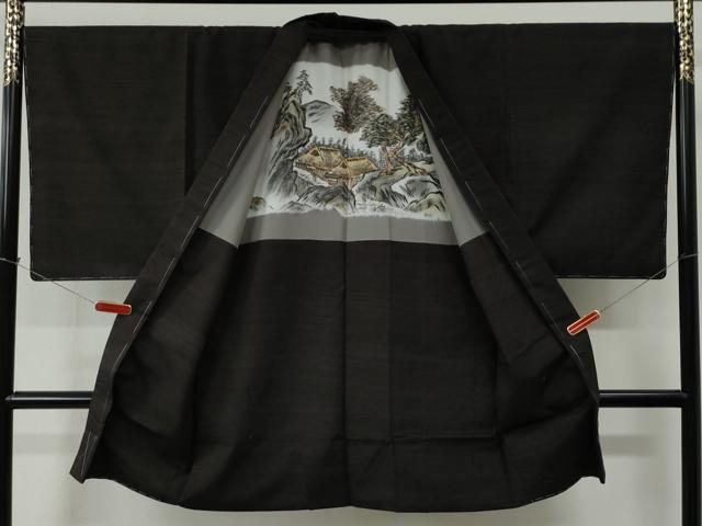 平和屋着物●男性　紬　アンサンブル　色無地　憲法茶色　正絹　逸品　未使用　CABC6627yc