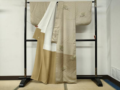 平和屋着物●訪問着　松葉　松ぼっくり　金彩　銀座せきね　正絹　逸品　CABC6632yc