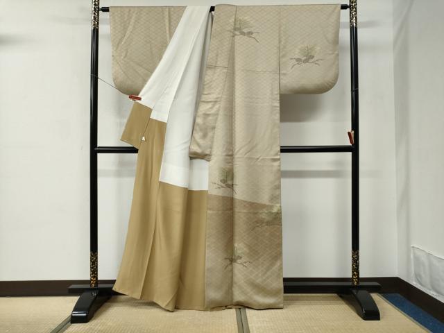 平和屋着物●訪問着　松葉　松ぼっくり　金彩　銀座せきね　正絹　逸品　CABC6632yc