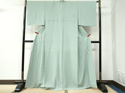 平和屋着物●上質な色無地　献上浜ちりめん　青磁鼠色　正絹　逸品　CABC6635yc