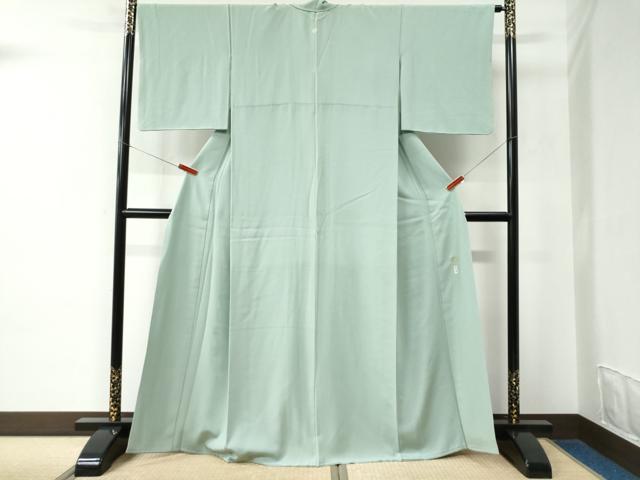 平和屋着物●上質な色無地　献上浜ちりめん　青磁鼠色　正絹　逸品　CABC6635yc