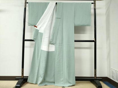 平和屋着物●上質な色無地　献上浜ちりめん　青磁鼠色　正絹　逸品　CABC6635yc