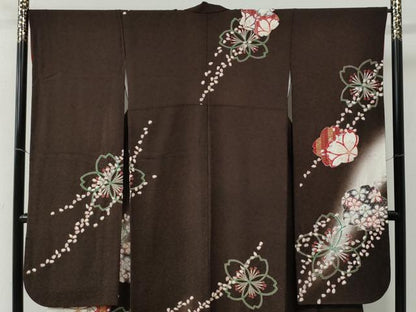 平和屋着物●豪華振袖　舞桜文　暈し染め　銀通し地　正絹　逸品　CABC6638yc