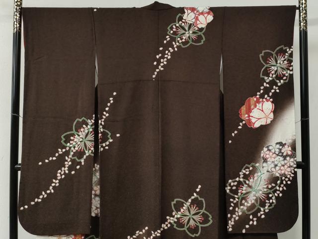平和屋着物●豪華振袖　舞桜文　暈し染め　銀通し地　正絹　逸品　CABC6638yc