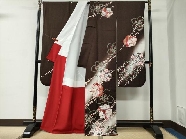 平和屋着物●豪華振袖　舞桜文　暈し染め　銀通し地　正絹　逸品　CABC6638yc