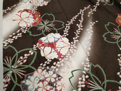 平和屋着物●豪華振袖　舞桜文　暈し染め　銀通し地　正絹　逸品　CABC6638yc
