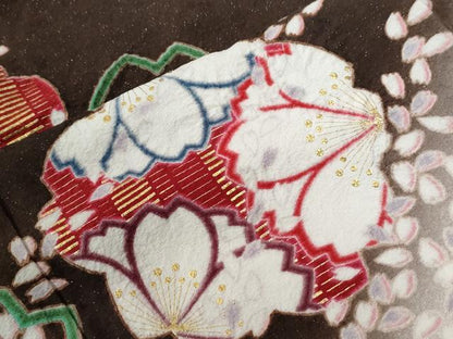 平和屋着物●豪華振袖　舞桜文　暈し染め　銀通し地　正絹　逸品　CABC6638yc