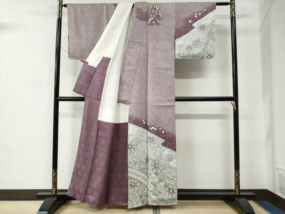 平和屋着物●訪問着　総絞り　花唐草文　正絹　逸品　未使用　CABC6639yc