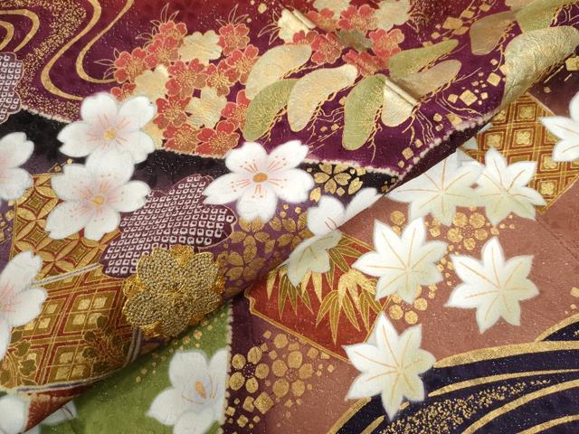 平和屋着物●豪華振袖 駒刺繍 遠山流水舞桜文 暈し染め 銀通し地 正絹 逸品 CABC6642yc