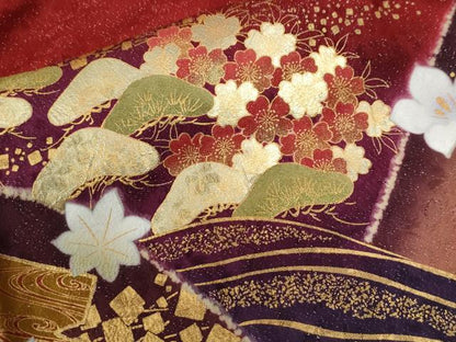 平和屋着物●豪華振袖 駒刺繍 遠山流水舞桜文 暈し染め 銀通し地 正絹 逸品 CABC6642yc