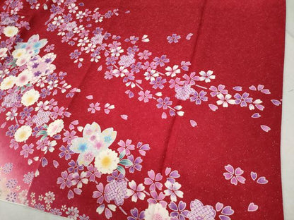 平和屋着物●豪華振袖　舞桜文　ラメ糸　暈し染め　金彩　正絹　逸品　CABC6645yc