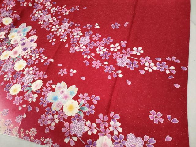 平和屋着物●豪華振袖　舞桜文　ラメ糸　暈し染め　金彩　正絹　逸品　CABC6645yc