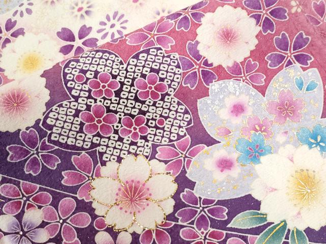 平和屋着物●豪華振袖　舞桜文　ラメ糸　暈し染め　金彩　正絹　逸品　CABC6645yc