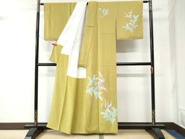 平和屋着物●本加賀友禅作家　岡本幸治　訪問着　鹿枝花文　正絹　逸品　未使用　CABC6646yc