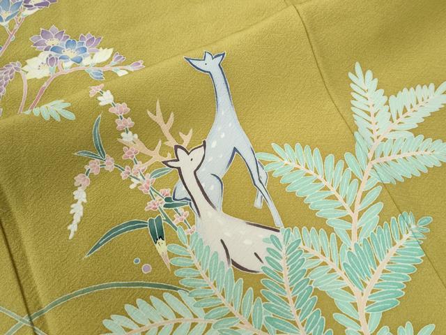 平和屋着物●本加賀友禅作家　岡本幸治　訪問着　鹿枝花文　正絹　逸品　未使用　CABC6646yc