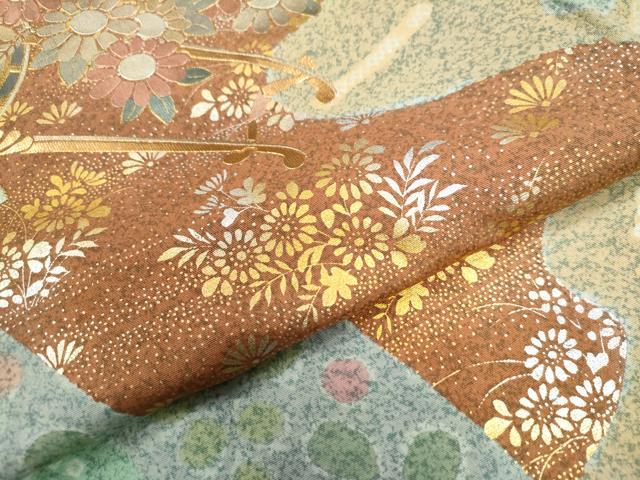 平和屋着物●訪問着　吉祥花車文　金銀彩　ロング丈　正絹　逸品　CABC6647yc
