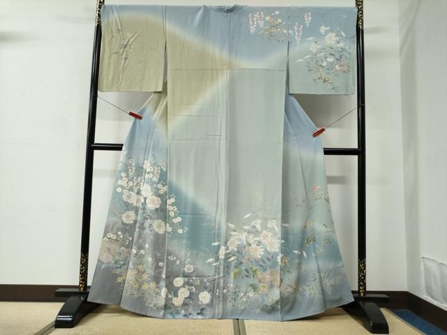 平和屋着物●訪問着　友禅　作家物　枝花文　暈し染め　正絹　逸品　CABC6653yc
