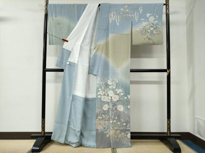 平和屋着物●訪問着　友禅　作家物　枝花文　暈し染め　正絹　逸品　CABC6653yc