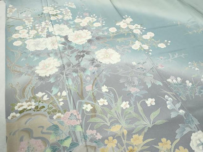 平和屋着物●訪問着　友禅　作家物　枝花文　暈し染め　正絹　逸品　CABC6653yc