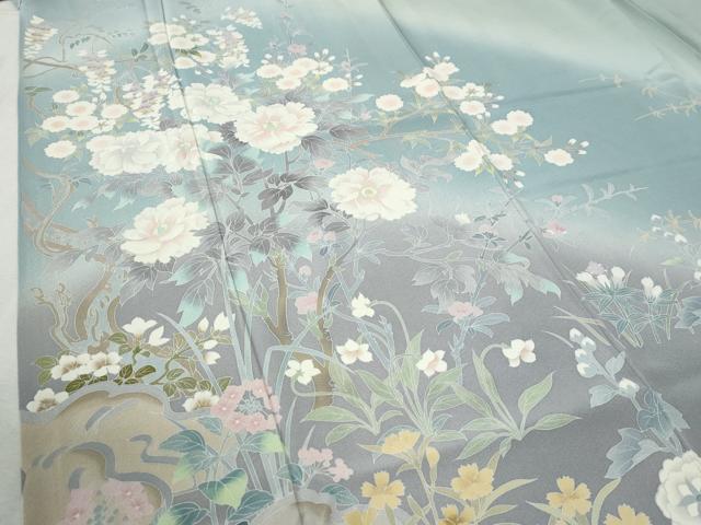 平和屋着物●訪問着　友禅　作家物　枝花文　暈し染め　正絹　逸品　CABC6653yc