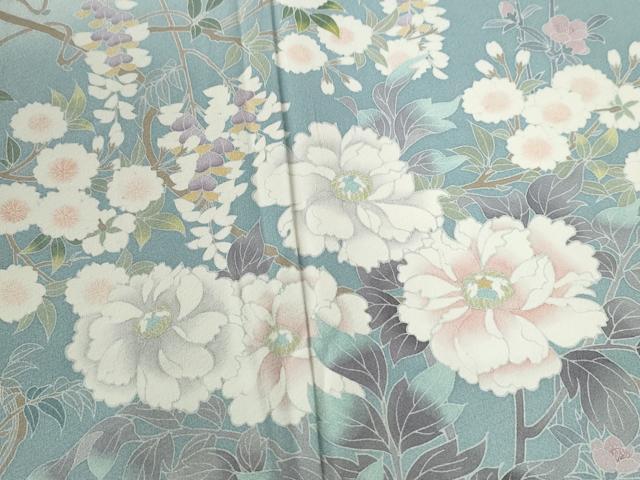 平和屋着物●訪問着　友禅　作家物　枝花文　暈し染め　正絹　逸品　CABC6653yc