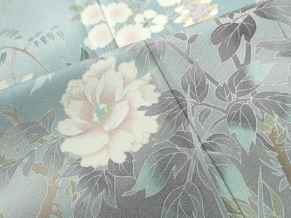 平和屋着物●訪問着　友禅　作家物　枝花文　暈し染め　正絹　逸品　CABC6653yc