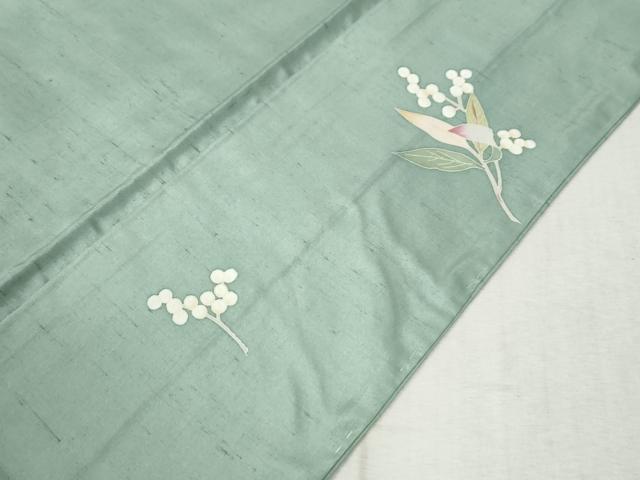 平和屋着物●本加賀友禅作家　柿本市郎　訪問着　白山紬　南天文　正絹　逸品　未使用　CABC6660yc