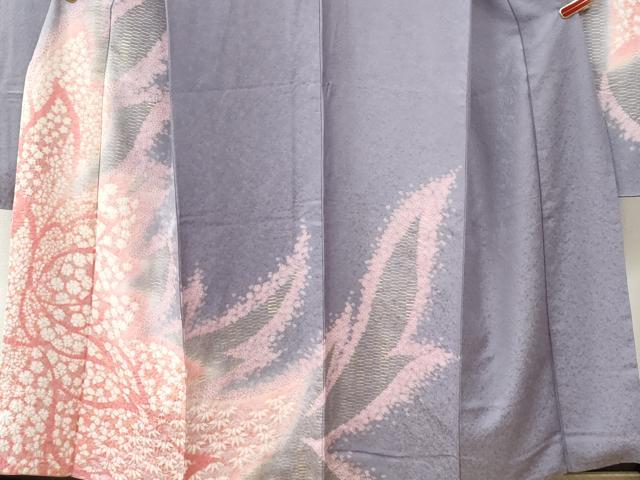 平和屋着物●豪華振袖　絞り　花蝶文　暈し染め　銀通し地　正絹　逸品　CABC6662yc