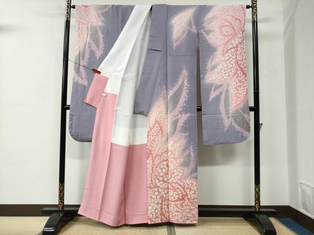 平和屋着物●豪華振袖　絞り　花蝶文　暈し染め　銀通し地　正絹　逸品　CABC6662yc