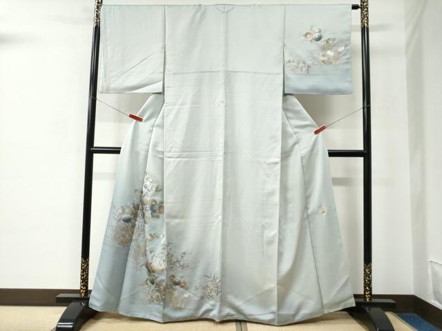 平和屋着物●金彩友禅　卓越技能者・名工・和田光正　訪問着　菊花文　暈し染め　金銀彩　正絹　逸品　CABC6663yc