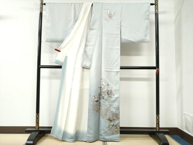 平和屋着物●金彩友禅　卓越技能者・名工・和田光正　訪問着　菊花文　暈し染め　金銀彩　正絹　逸品　CABC6663yc
