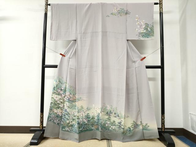 平和屋着物●京友禅作家　外池雅峰　訪問着　樹林風景文　暈し染め　正絹　逸品　未使用　CABC6664yc