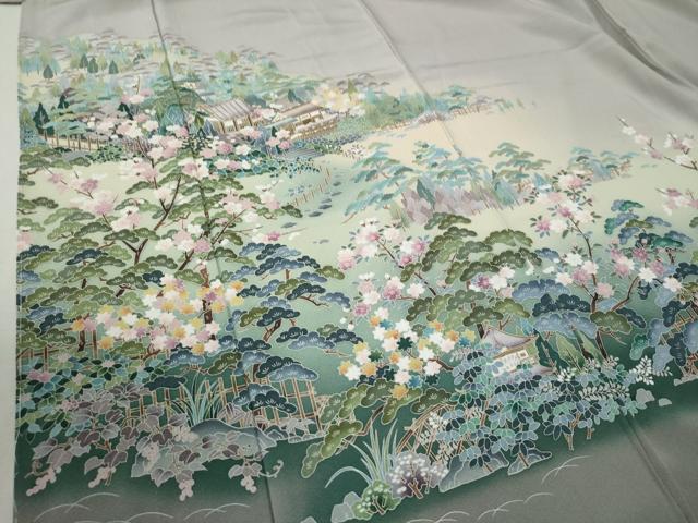 平和屋着物●京友禅作家　外池雅峰　訪問着　樹林風景文　暈し染め　正絹　逸品　未使用　CABC6664yc