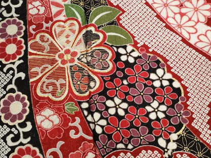 平和屋着物●豪華振袖　駒刺繍　絞り　熨斗籬花唐草文　黒地　金通し地　やまと誂製　正絹　逸品　CABC6666yc