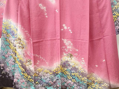 平和屋着物●豪華振袖　絞り　毬舞花文　暈し染め　金通し地　正絹　逸品　CABC6667yc