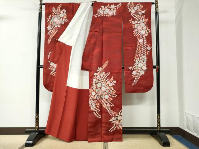 平和屋着物●越後十日町の一流染匠　桐屋・翠山工房　振袖　辻が花　絞り　金通し地　正絹　逸品　CABC6668yc