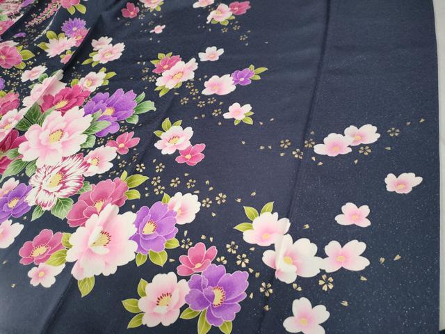 平和屋着物●豪華振袖　牡丹枝垂れ花文　ラメ糸　暈し染め　銀通し地　正絹　逸品　CABC6670yc