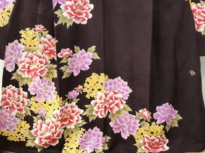 平和屋着物●豪華振袖　作家物　刺繍　牡丹花文　ラメ糸　金彩　正絹　逸品　CABC6671yc