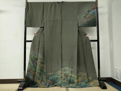 平和屋着物●訪問着　絞り　雲重ね草花文　暈し染め　ロング丈　正絹　逸品　CABC6673yc