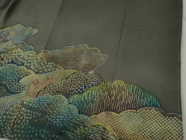 平和屋着物●訪問着　絞り　雲重ね草花文　暈し染め　ロング丈　正絹　逸品　CABC6673yc