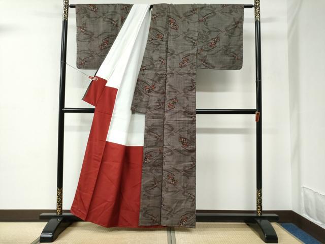 平和屋着物●本場大島紬 7マルキ 泥染め 枝花文 竹川絹織物謹製 証紙付き 正絹 逸品 未使用 CABC6678yc
