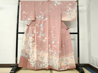 平和屋着物●訪問着　友禅　草花文　暈し染め　正絹　逸品　CABC6680yc