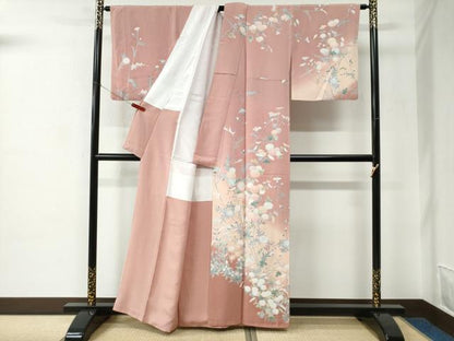 平和屋着物●訪問着　友禅　草花文　暈し染め　正絹　逸品　CABC6680yc