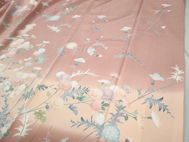 平和屋着物●訪問着　友禅　草花文　暈し染め　正絹　逸品　CABC6680yc