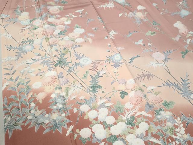 平和屋着物●訪問着　友禅　草花文　暈し染め　正絹　逸品　CABC6680yc