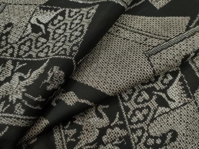 平和屋着物●本場大島紬　割り込み絣　冊子飛鶴吉祥花文　正絹　逸品　CABC6683yc
