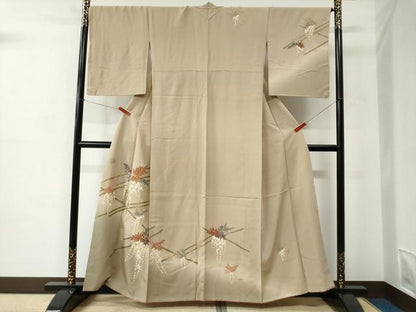 平和屋着物●訪問着 駒刺繍 枝垂れ藤 暈し染め 金彩 鈴乃屋扱い 正絹 逸品 CABC6694yc